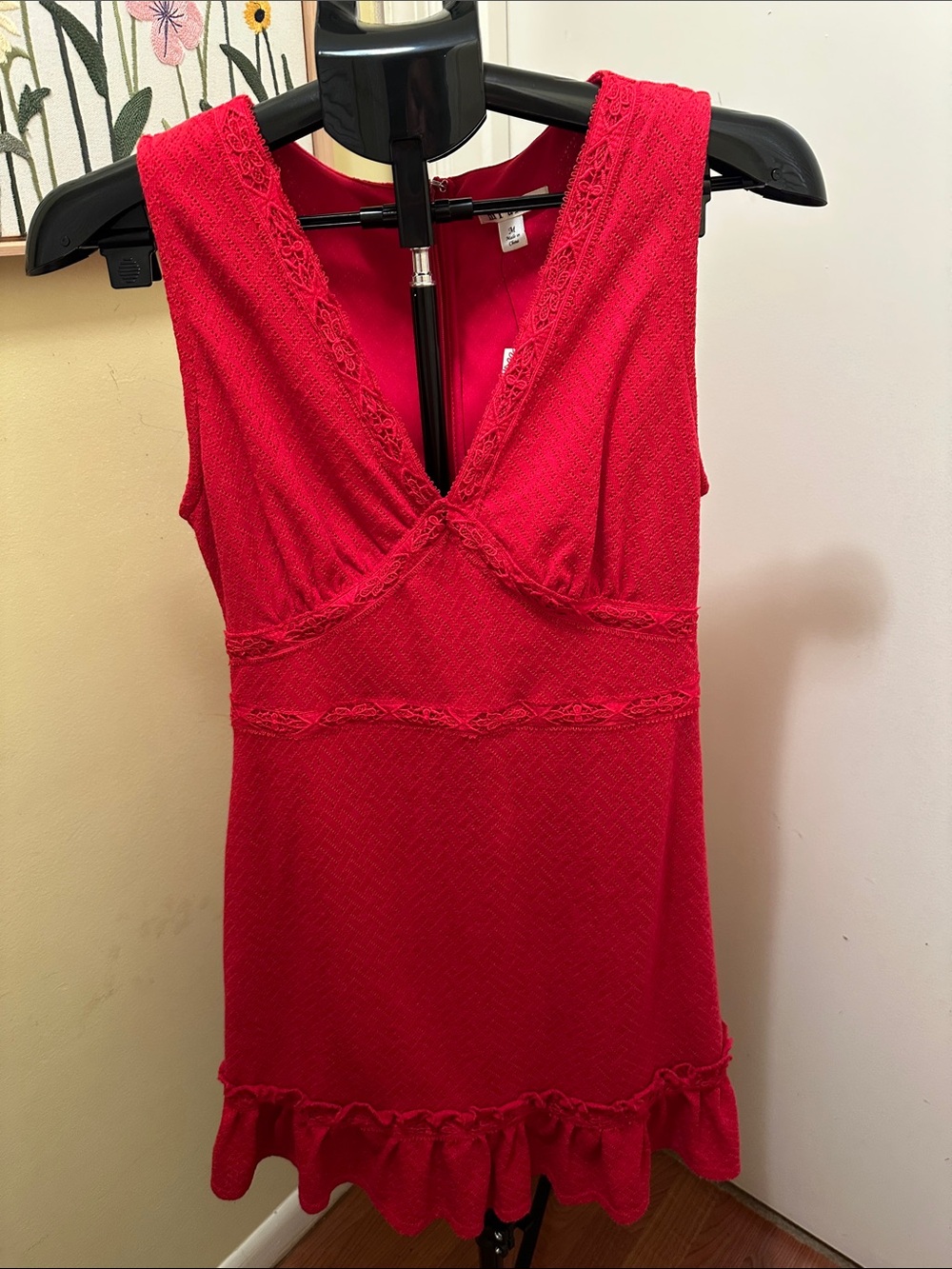 Cute Red Dress , Sleeveless V-Neck Dress